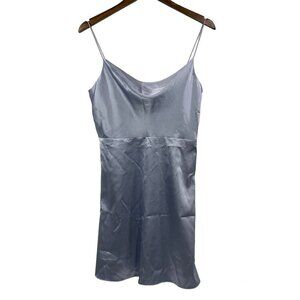 Top Shop Sateen Mini Slip Dress - Pale Blue, Size 6